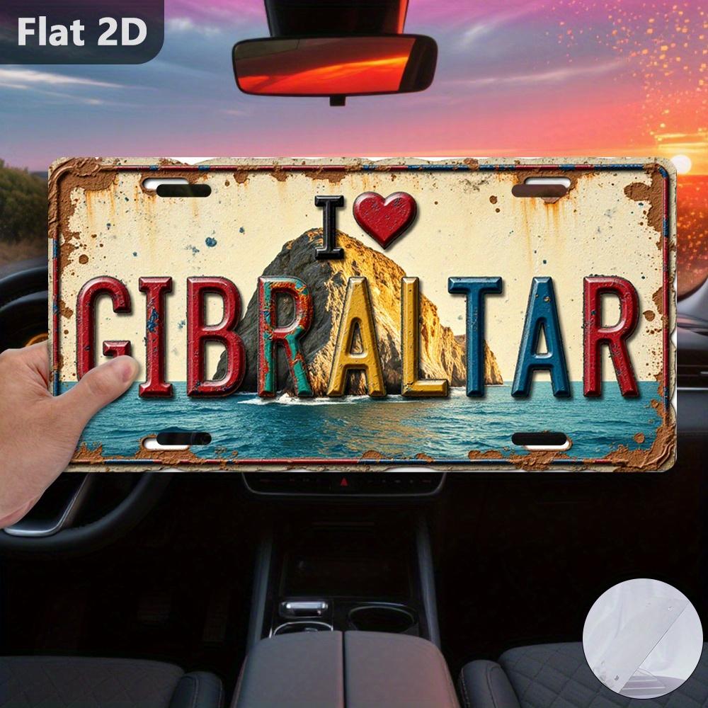 

D Flat pc Vintage metal Sign Decorative Plaque Statues (xcm) Gibraltar Sign Gibraltar Pieces Retro Metal Decor 15x30cm(5.9x7.8inch)