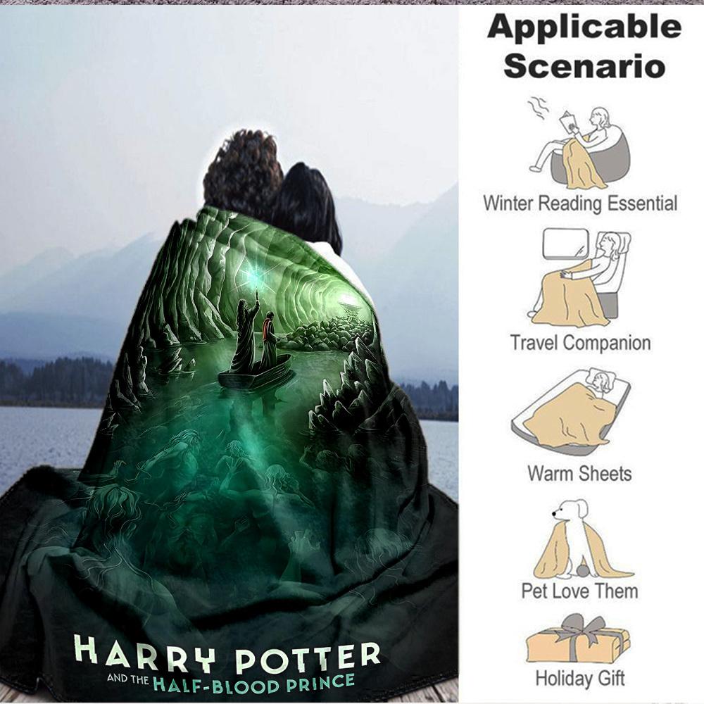 1pc Harry Potter Flannel Throw Blanket - HD Printed Lightweight Soft Warm All-Season Blanket for Sofa, Bed, Travel, Camping 110