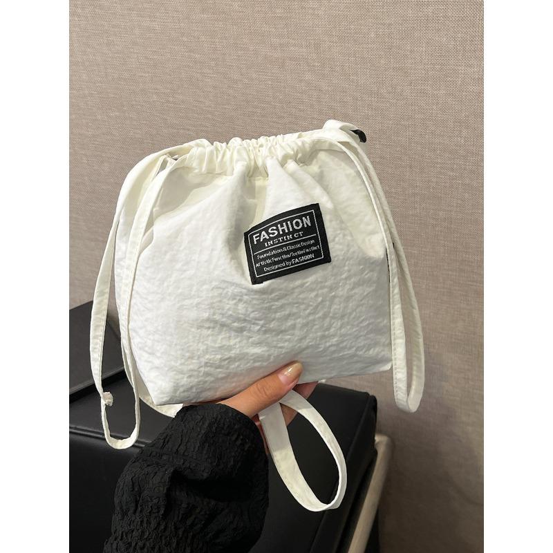 New popular bag shoulder crossbody nylon bag contrasting color small bag drawstring bucket women's bag