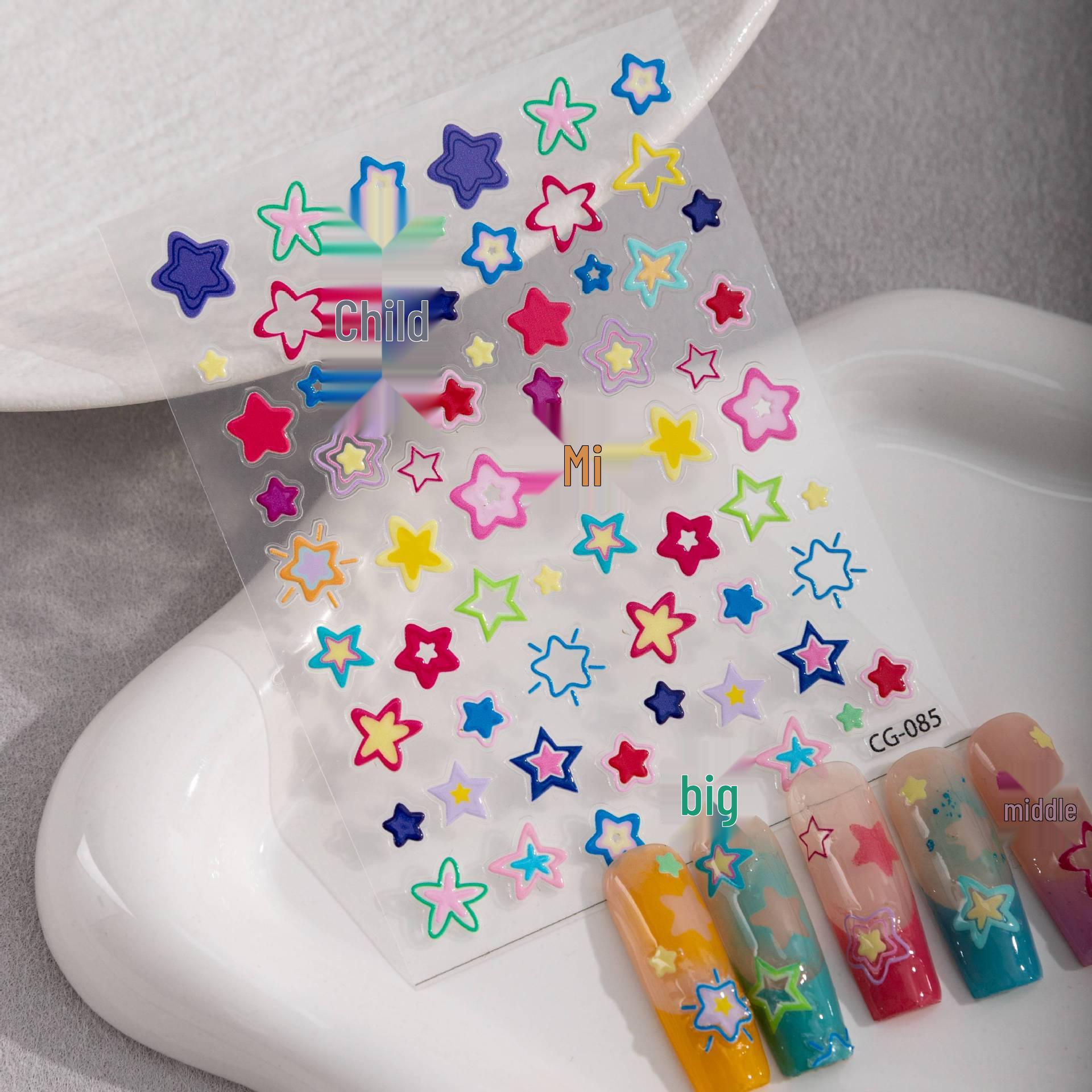 Cyansea Y2K Five-Pointed Star Jelly Nail Art Stickers for DIY Planners & Cameras CG-085