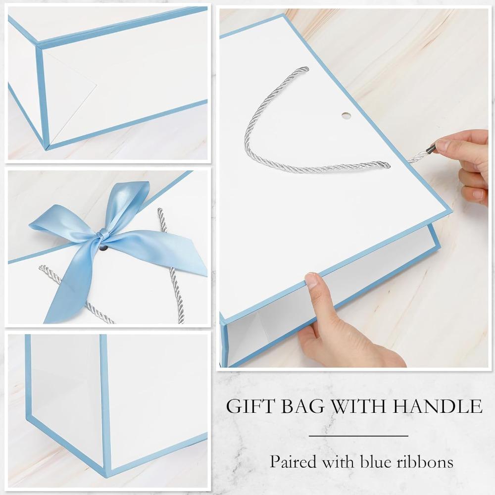 8pcs Gift Bags with Handle Thank You Gift Bags Welcome Bags Gifts with Bow Ribbon Paper Handbag Party Favor Bags Shopping Bags Gift Wrap Box