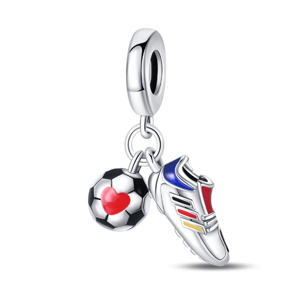 925 Silver Plated Soccer Ball Champion Cup Charms Beads Fit 3mm Bracelets DIY Football Jewelry Gift