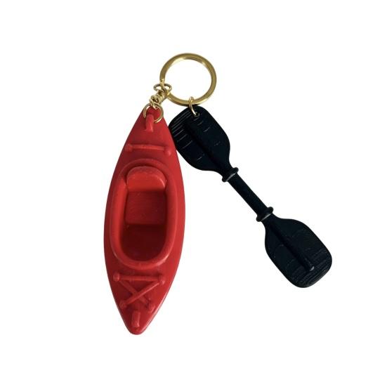 Portachiavi Kayak Stampato in 3D, Portachiavi Ciondolo Kayak, Ciondolo Remo da Kayak con Portachiavi, Regalo Unico per Appassionati di Kayak