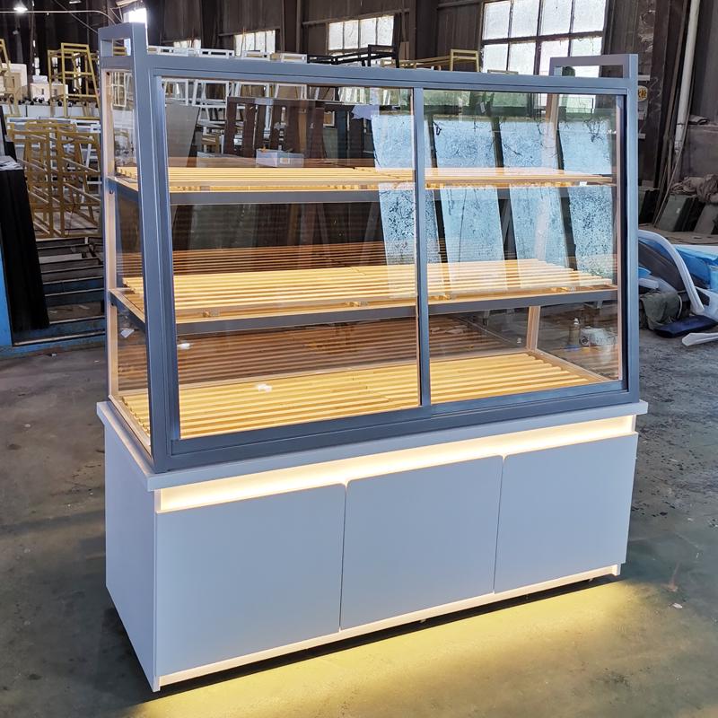 In-Stock Bakery Display Cabinet: Solid Wood & Wrought Iron Island with Drawers for Bread, Pastries, and Fried Goods
