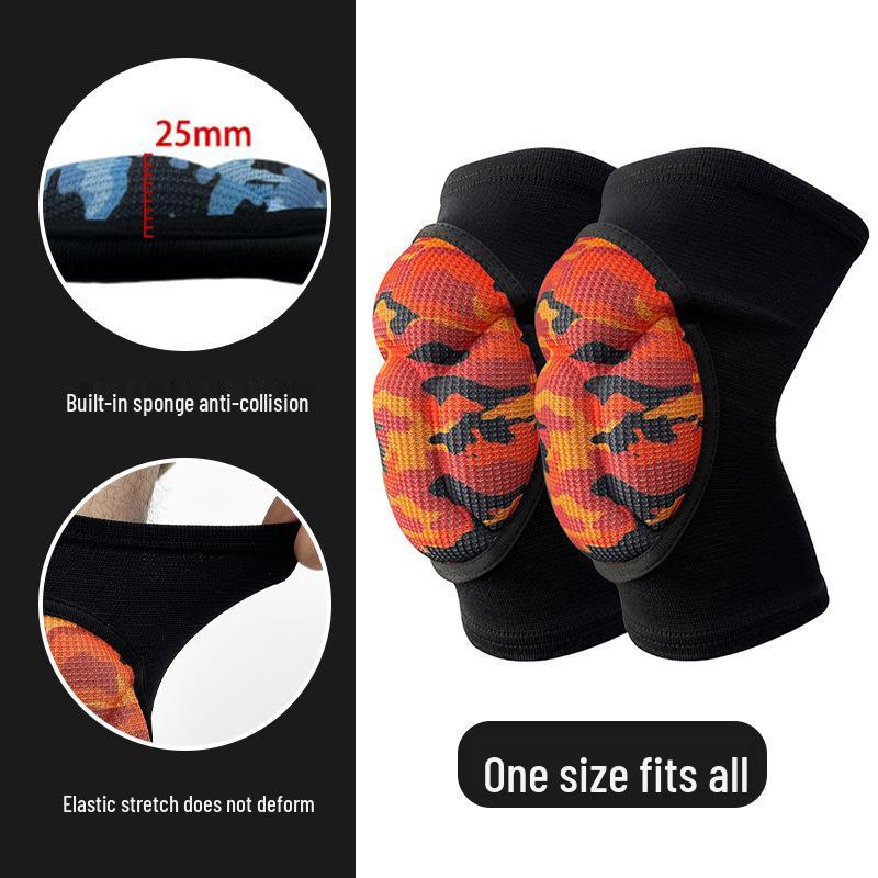 

25MM Thick Camouflage Sponge Knee Pads - Shock Absorbing, Breathable Knee Protectors for Outdoor Sports & Mountaineering Adult (24*15CM) - Pair помаранчевий/камуфляжний