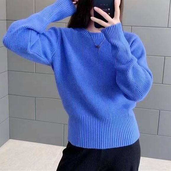 Women's Sweater Spring and Autumn Loose Outer Knitted Sweater Lazy Style Pullover Long Sleeved Knitted Sweater Top
