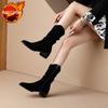 Autumn Winter Pointed Toe Middle Heel Ladies Mid Calf Shoes Gothic Comfortable and Elegant 2025 New Y2k Women's Half High Boots
