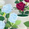Multi-Bloom Artificial Rose Potted Flowers Red Plastic Fake Flower  Home Decor