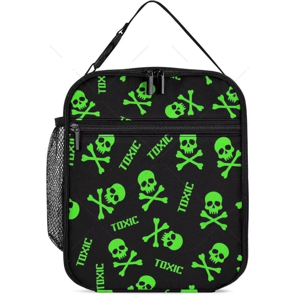 Cute Gothic Skull Insulated Lunch Bag Portable Lunch Box Reusable High Quality and Large Quantity Tote Bag for Women Men