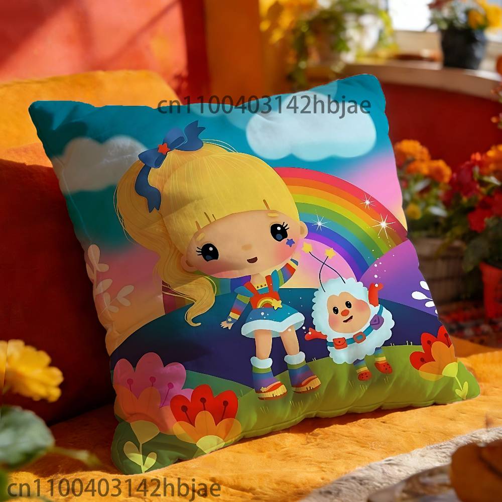 R-Rainbow B-Brite Throw Pillow Case For 45x45cm 55x55cm 30x30cm Square Car Pillowcase Home Bedchamber Decor Gift