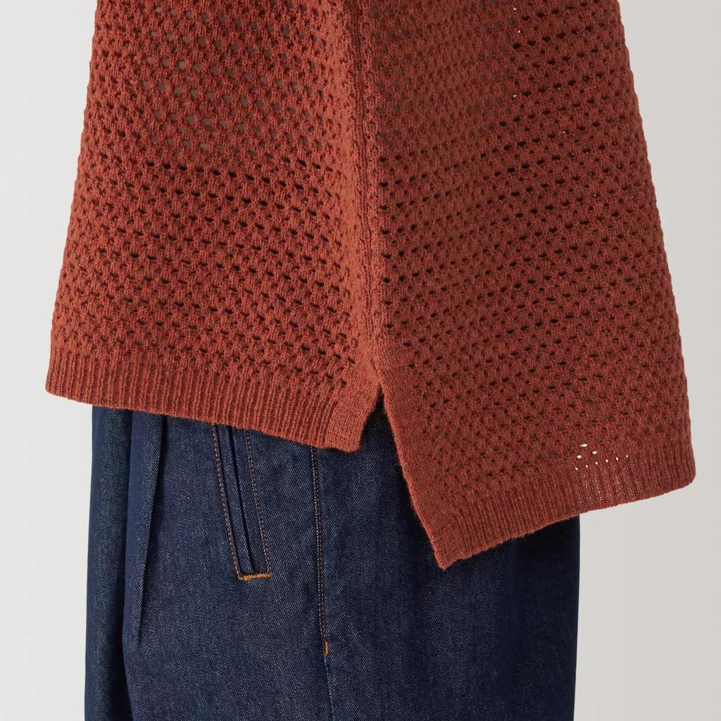 MUJI Women's Wool Blend Knit Mesh Pullover, BG1R2A4A, Smoky Orange, Size M