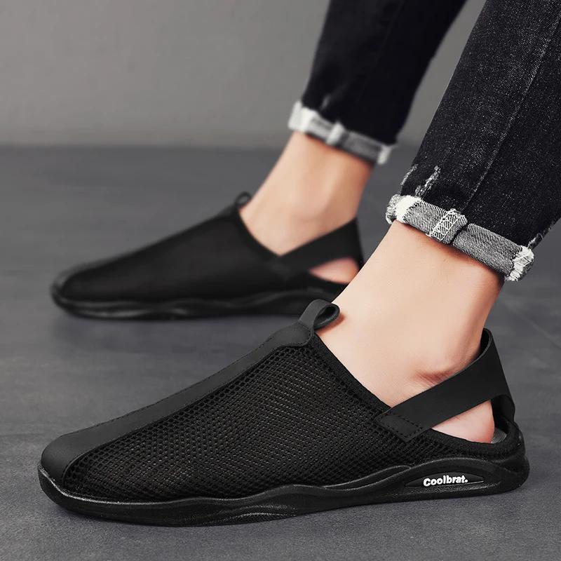 Summer Mens Casual Shoes Mesh Sandals Hollow Non-slip Platform Sneakers Versatile Breathable Walking Shoes Running Sport Shoes