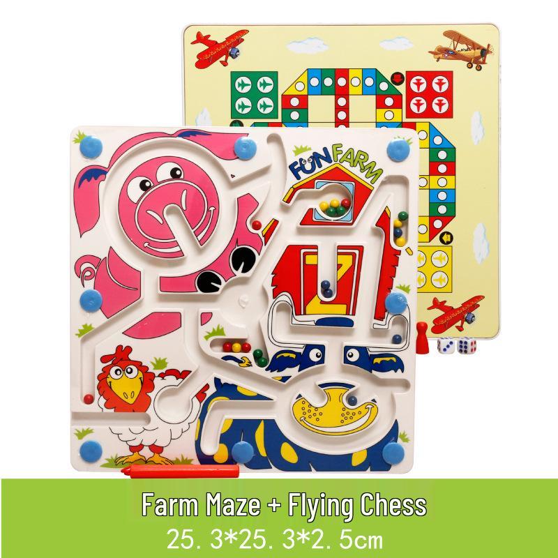 

Деревянный двусторонний магнитный лабиринт с шариками для детей