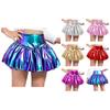 Girls Metallic Bubble Skirt Elastic Waistband Shiny Bud Skirt Sparkly Performance Costume