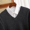 Autumn and Winter Knitted Sweater Men Wool Sweater V-Neck Pullover Cashmere Warm Solid Knitwear Clothes Business Bottoming Soft Tops
