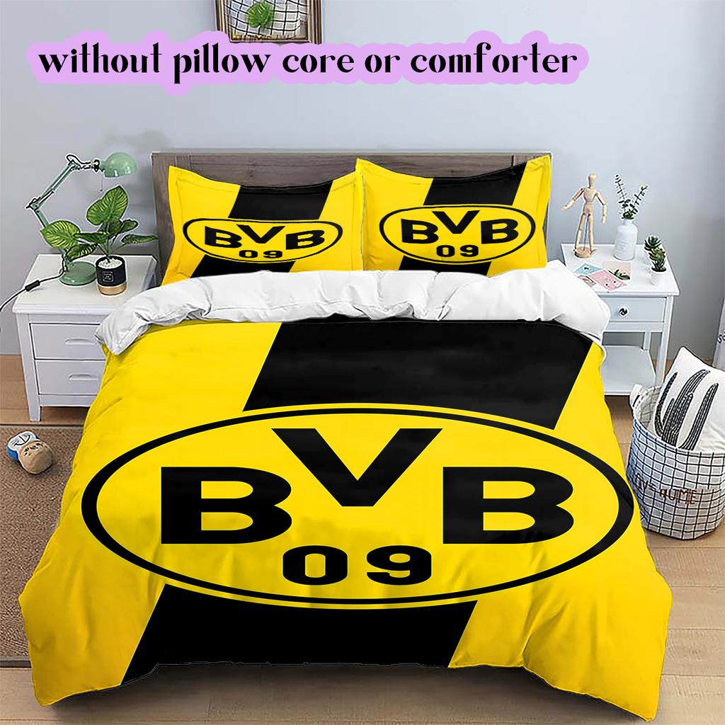 football Logo Pattern Bedding Quilt Set Quilt Cover Pillowcase Home Decoration Birthday Gift (1*duvet cover+ 2*pillowcase, without core)