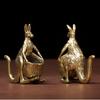 Tabletop Figurine Brass kangaroo Animal Statue Sculpture Home Decor Gift