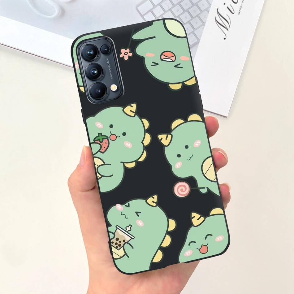 For OPPO Reno5 Pro 5G 4G Reno5 Phone Case Reno 5 5Pro CPH2201 CPH2145 Cute Cat Cartoon Candy Color Soft Silicone TPU Back Cover