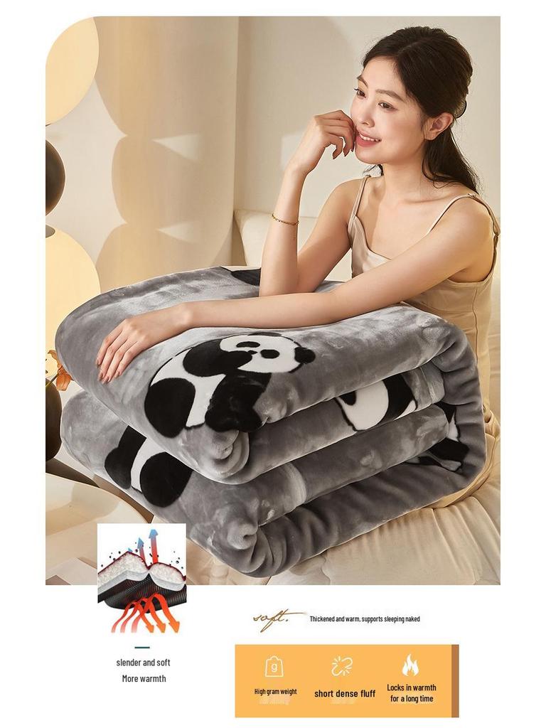 Double-Sided Coral Fleece Raschel Blanket - Thickened Velvet Cover for Autumn & Winter, Perfect Wedding Gift