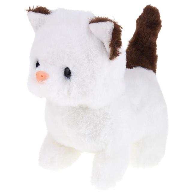 Interactive Kitten with Sound, Walks, Moves Tail - White and Brown