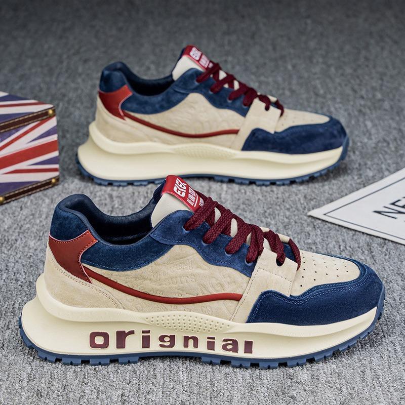 

Men s shoes spring new versatile fashion soft sole running sports trend casual heightening dad trendy shoes 44 бежевий