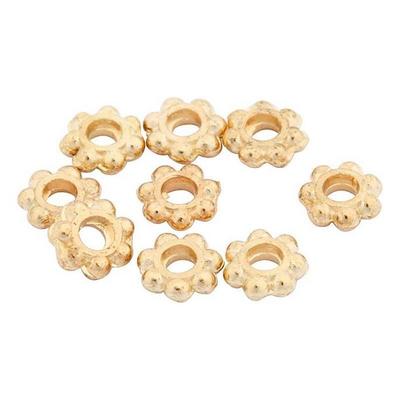 Metal Washer - Flower - Gold - 6 Mm - Varnished - Round Head