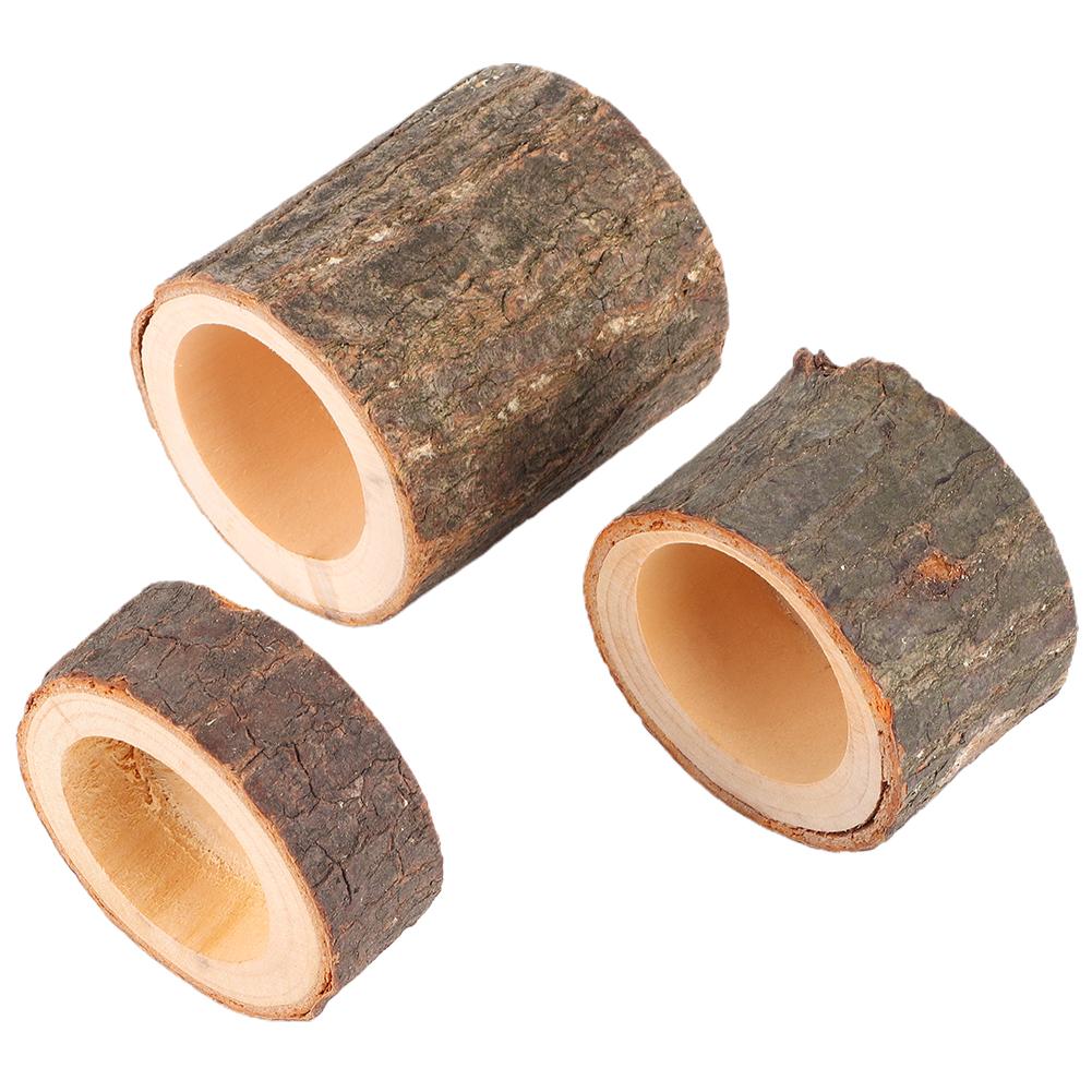 3pcs Set Wooden Candle Stand Tea Light Candle Holders for Rustic Wedding Party Birthday Holiday