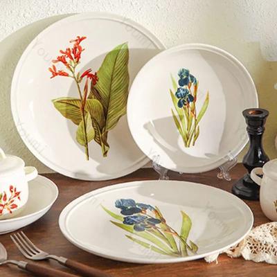 Piatti in Ceramica Fiori Creativi Alla Moda Squisiti Contenitori Piatti da Pranzo Stoviglie Domestiche Uniche