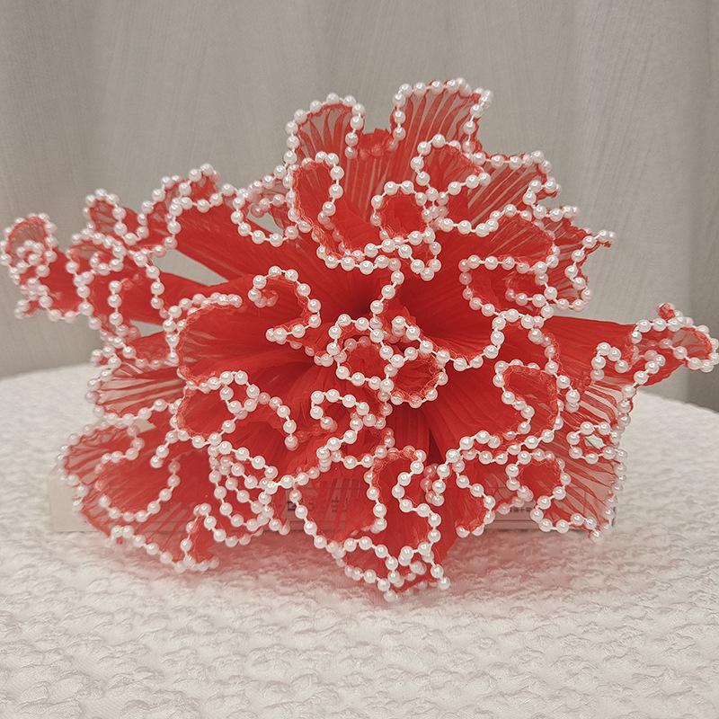 Valentine's Day 3D Ruffled Mesh Lace Flower Bouquet Wrap