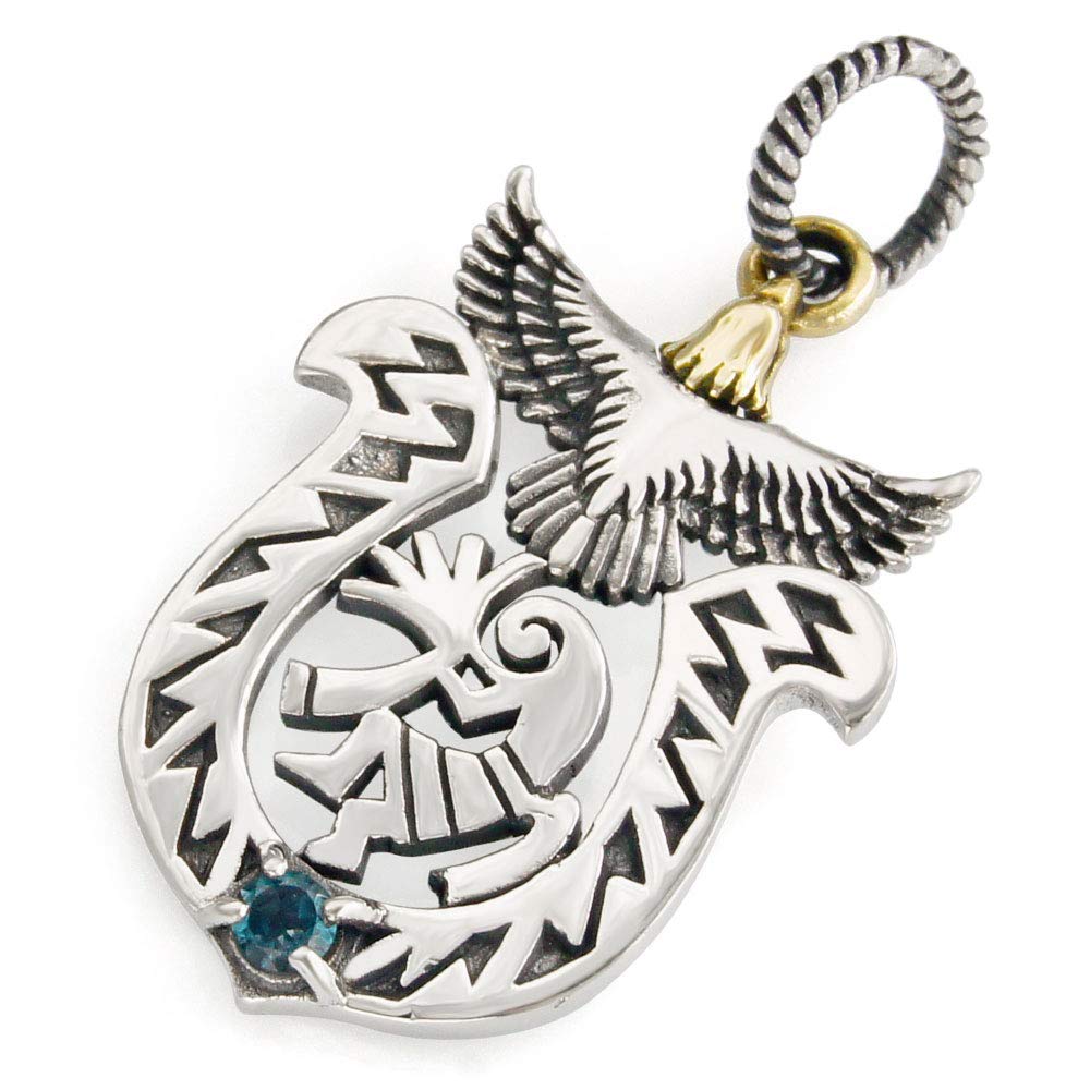 

[2PIECES] pe2178 [Brand Name Silver Pendant Top Men s Topaz Horseshoe Native American Pendant Top Only Product]