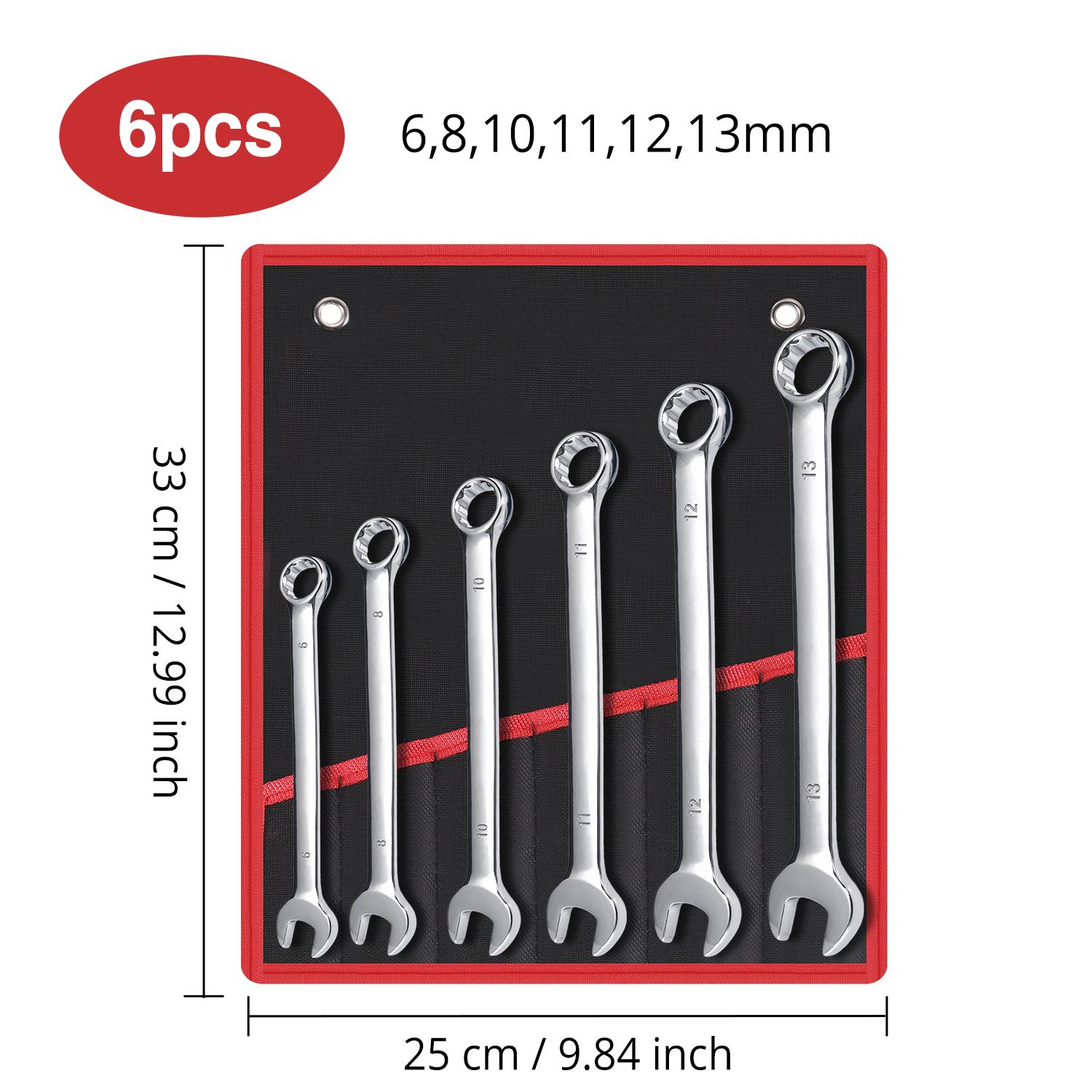 New Arrival Full Size Auto Repair Combination Wrench Set Tools Professional Box and Open Ended Spanner Set (as the picture,Combination Wrench&6 pcs set)