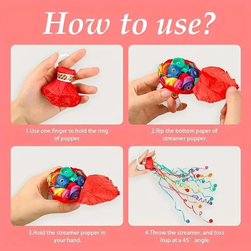 5/10Pcs Party Popper Hand Throw Streamer Confetti Decoration Paper Hand Throw Ribbon for Wedding Celebration Atmosphere Props