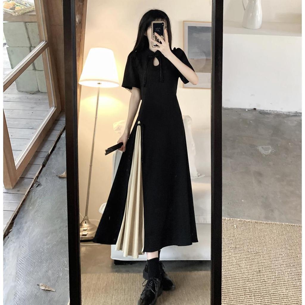 Ρούχο Καλοκαιρινό Μαύρο Μεγάλου Μεγέθους Γυναικείο Ρούχο Ρετρό Κινέζικου Στυλ