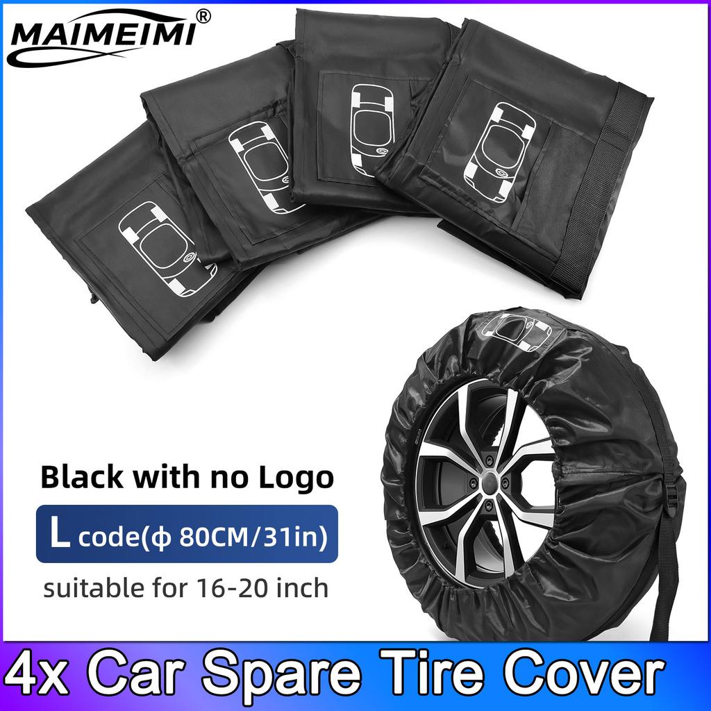 QC 4PCS S/L Size Car Spare Tire Cover Case Dust-proof Protector Polyester Auto Wheel Tire Storage Bags Vehicle Tyre Accessories