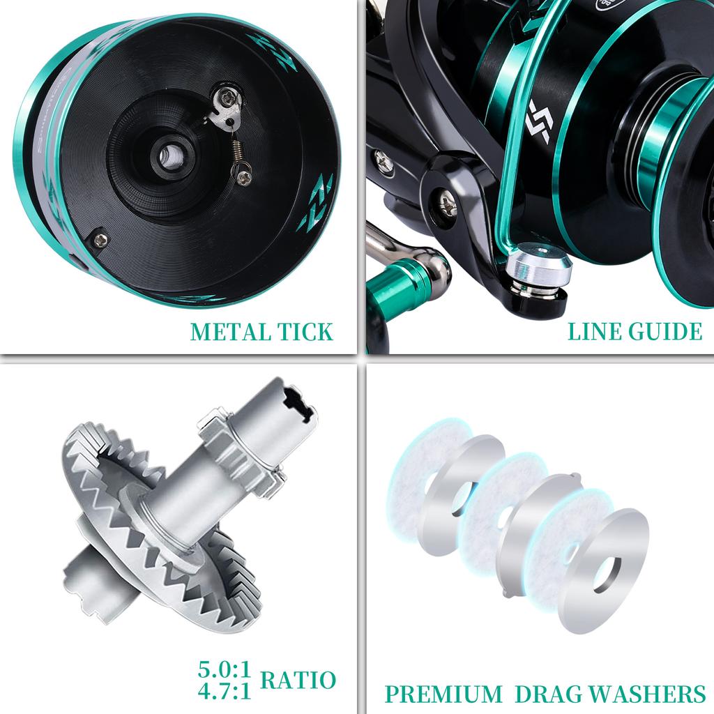 SOUGAYILANG Spinning Fishing Reel 5.0:1 Gear Ratio with Fishing Line Mini Portable Sea Fishing Wheel Travel Outdoors Fishing Reels