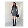 Women's Mini Corded Winter Claret Red Knitwear Dress