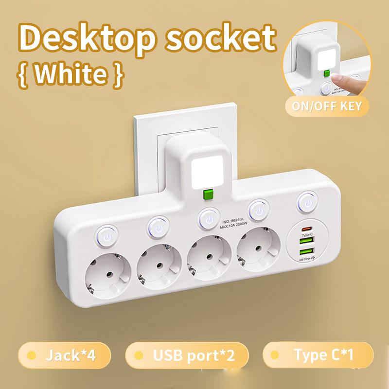Eu Plug 3/4/5 Ac Outlet Power Strip Multiprise Wall Socket Universal Network Filter Usb Cherger Separate Switch Light Adapter Set