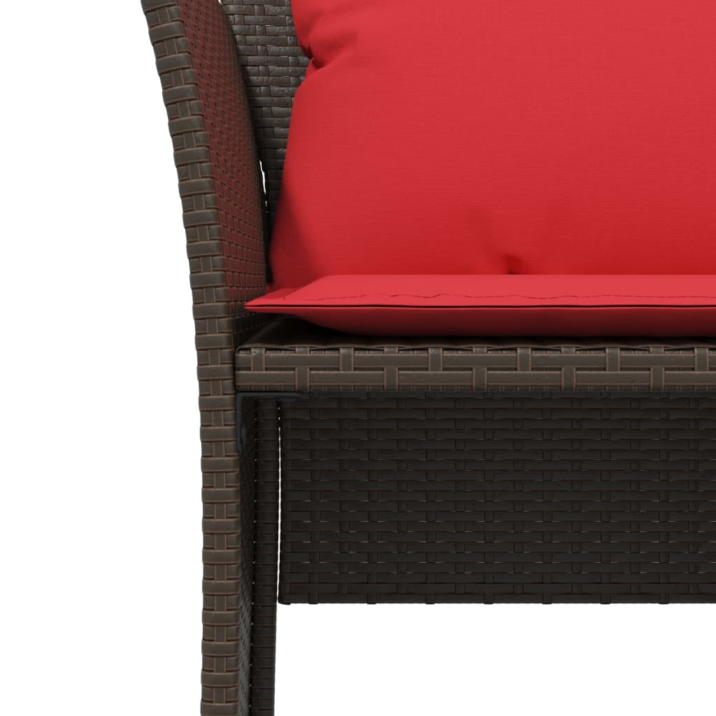 Garden Chair with Footstool Brown Poly Rattan