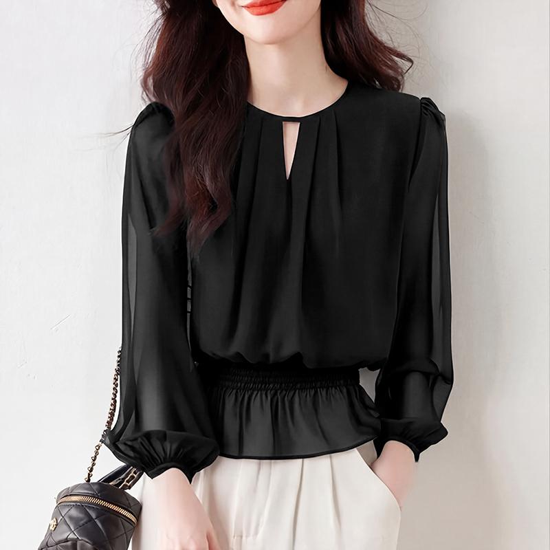 ZANZEA Women Casual Round Neck Long Sleeve See-Through Loose Blouse M