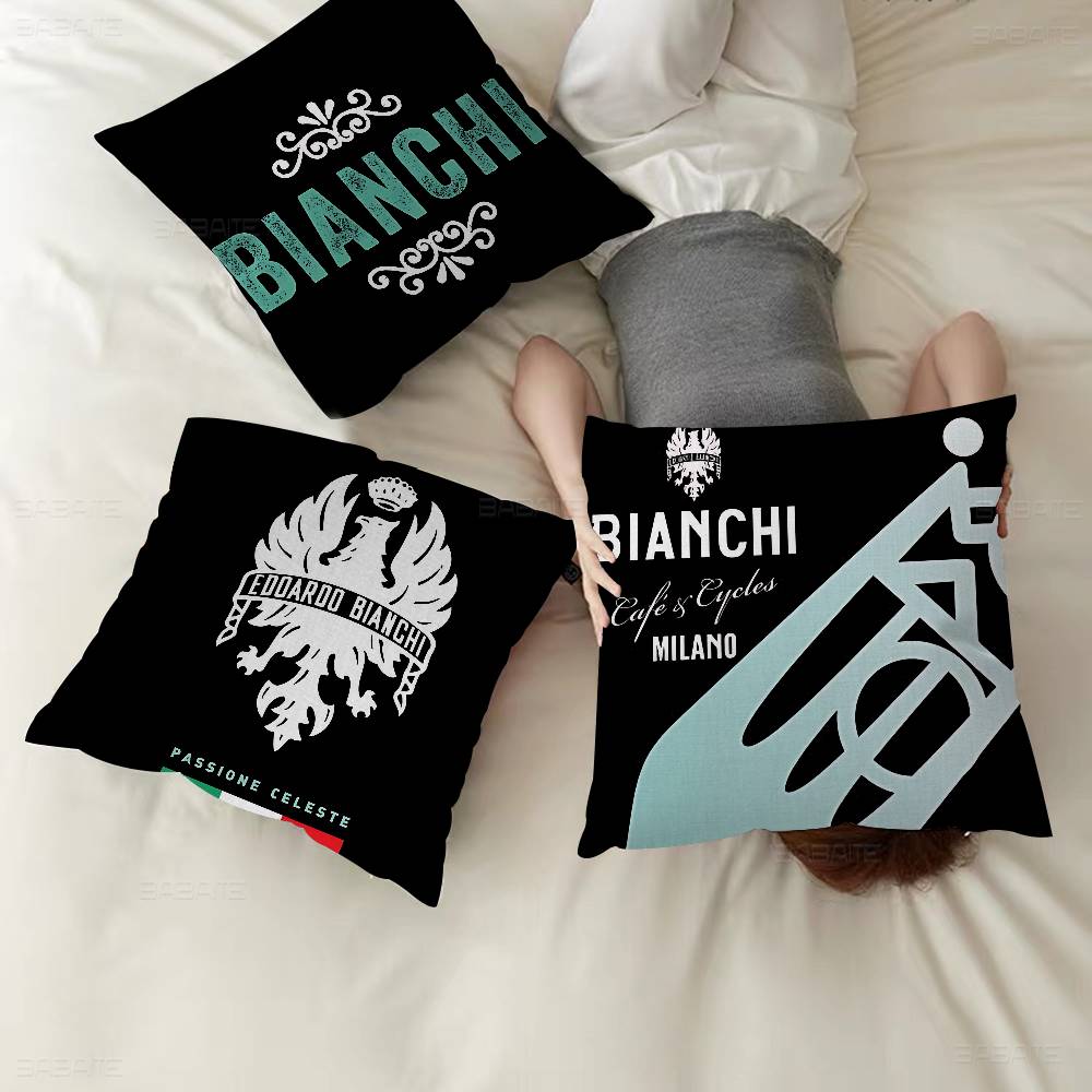 B-Bianchi Logo Pillow Gift Home Office Decoration Bedroom Sofa Car Cushion Cover Case 45x45