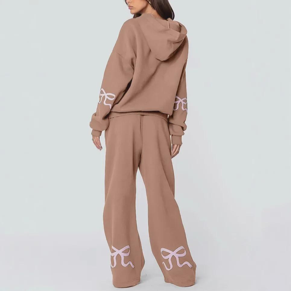 Costum pulover sport de exterior pentru femei 2025 cu imprimeu fundă