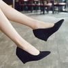 Fashion FHC Women's Wedges Pumps,Flock High Heels,Office Lady Work Shoes,Pointed toe,Slip On,Female Footware,BLACK,RED,GREY,Dropshipping