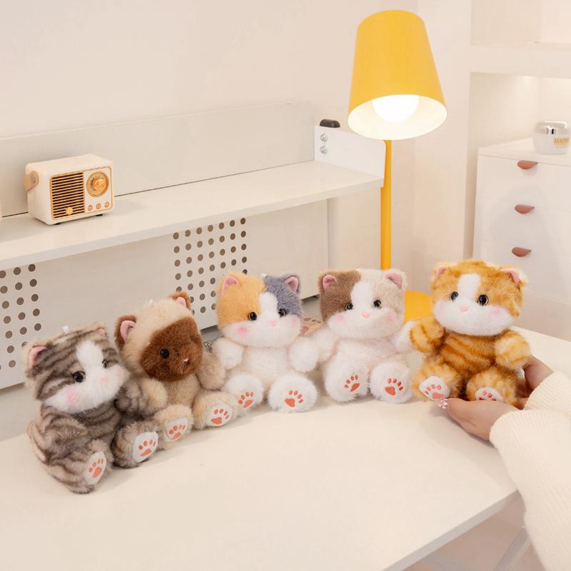 13cm Mini Cute Pet Cat Plush Toy Ragdoll Cat Striped Cat Siamese Kitten Doll Accompanying Animal Doll Kid Birthday Gift