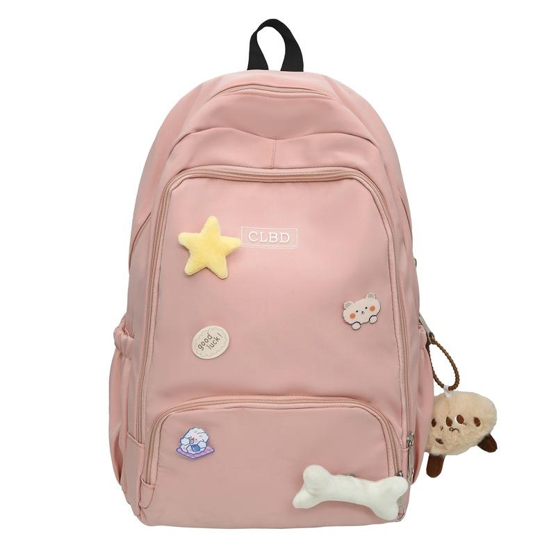 

Женский однотонный рюкзак для школьников, легкий школьный рюкзак большой емкости розовый