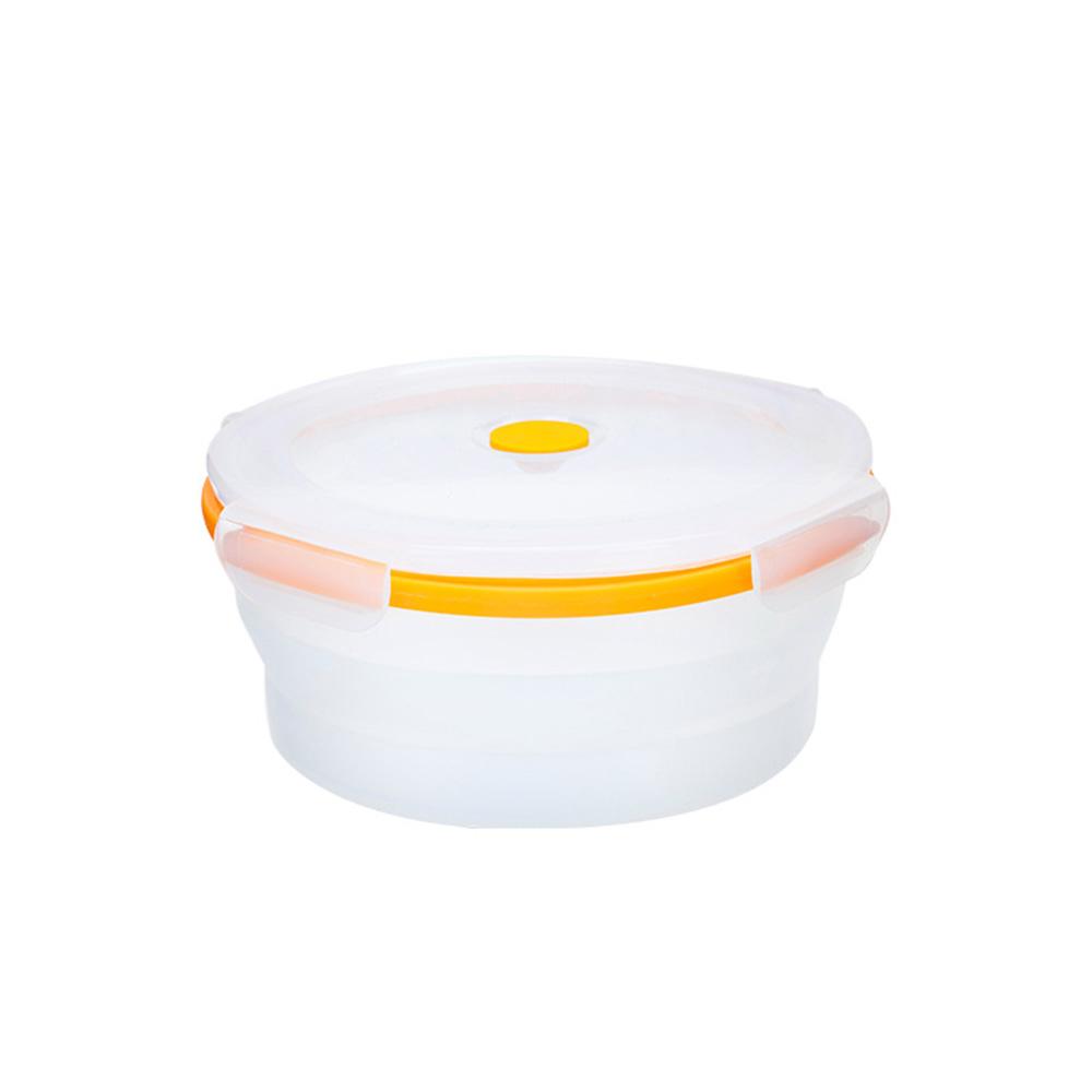 Portable Silicone Folding Bowl Round Sealed Fresh-keeping Travel Instant Fruit Bowls Microwave Oven Lunch Box.