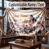 Floral Garden Theme Throw Blanket Custom Name Text Personalized Blanket Soft Cozy Blanket for Home Sofa Bed