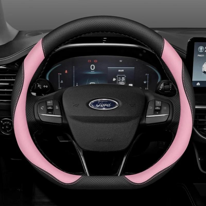 Leder-Autolenkradabdeckung für Ford Edge Puma F150 Kuga Mk1 Mk2 Escape Maverick Galaxy Taurus Equator Explorer 2000 - 2026