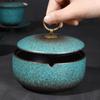 Creative Ceramic Ashtray Chinese-Style Anti-Fly Ash High-End Light Luxury Covered Ashtray Living Room And Office Decorative Item