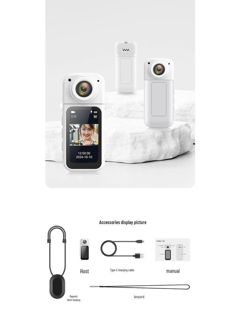 S70 2K HD Rotating Wearable Thumb Camera with Magnetic Mount for Cycling and Action Recording