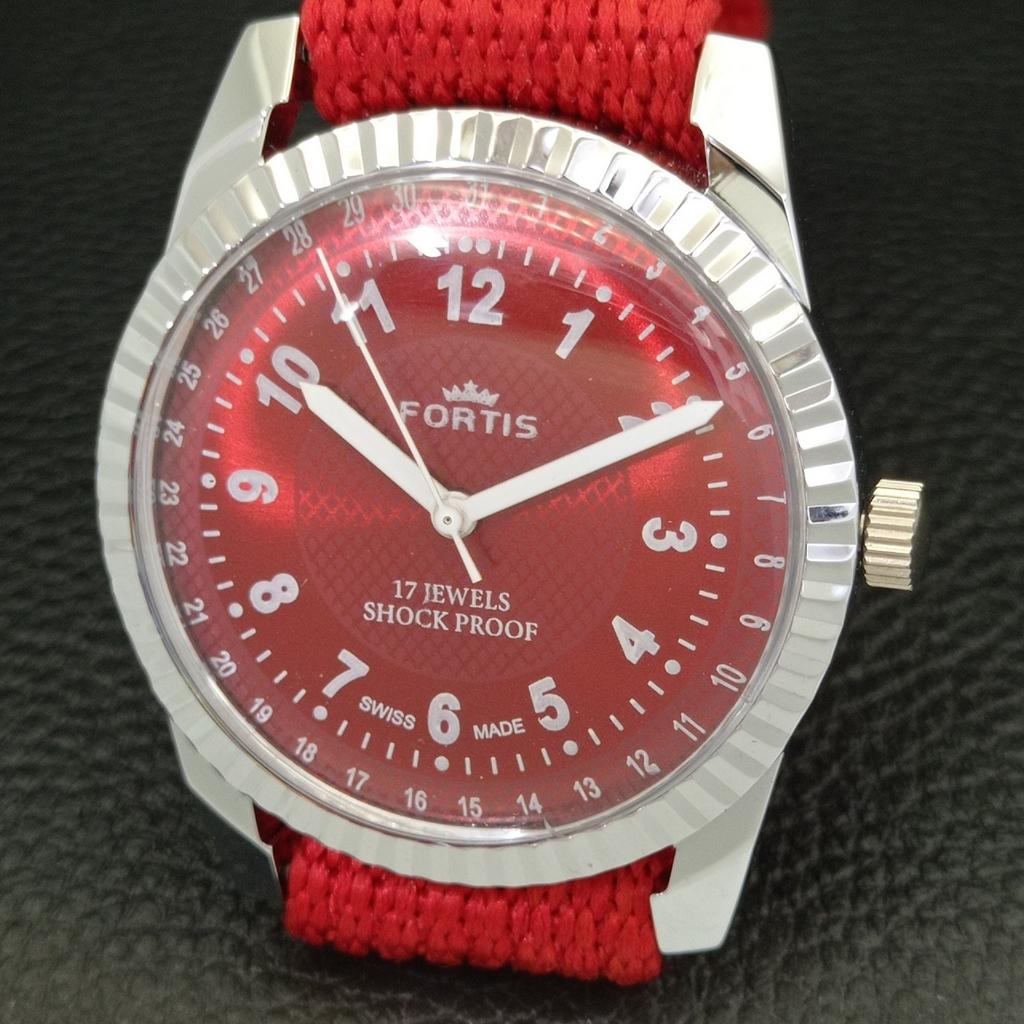 REFURBISHED HAND-WINDING SWISS MENS RED COLOR DIAL WATCH A431694-2 R108-a431694
